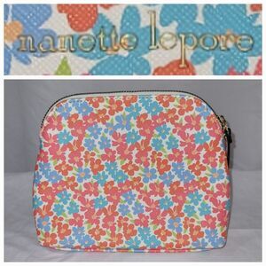 Nanette Lepore orange blue floral posies cosmetic pouch